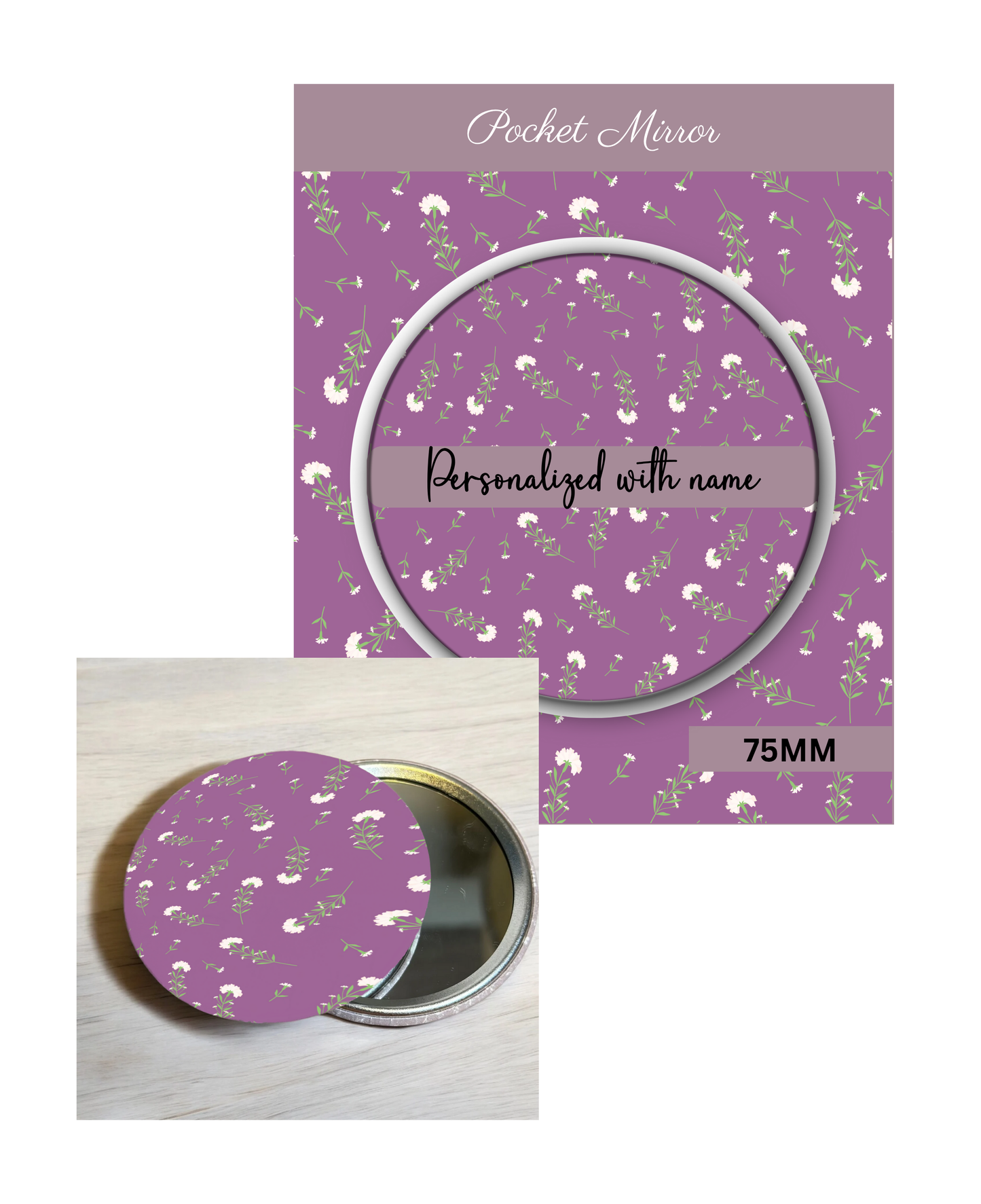Lavender and Lilac - 3' Pocket Mirror Badges
