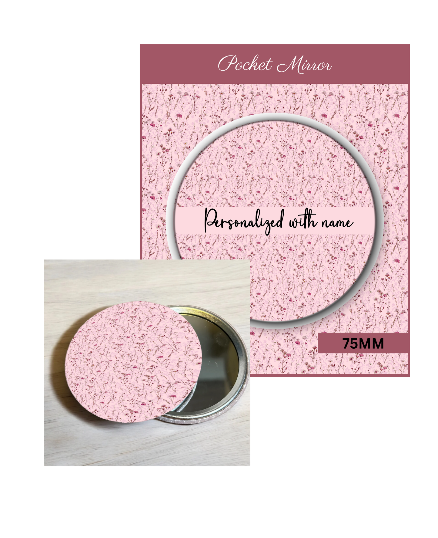 Pink and Blush- 3' Pocket Mirror Badges