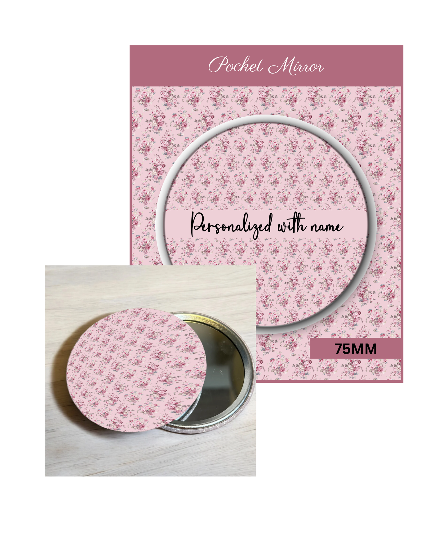 Pink and Blush- 3' Pocket Mirror Badges