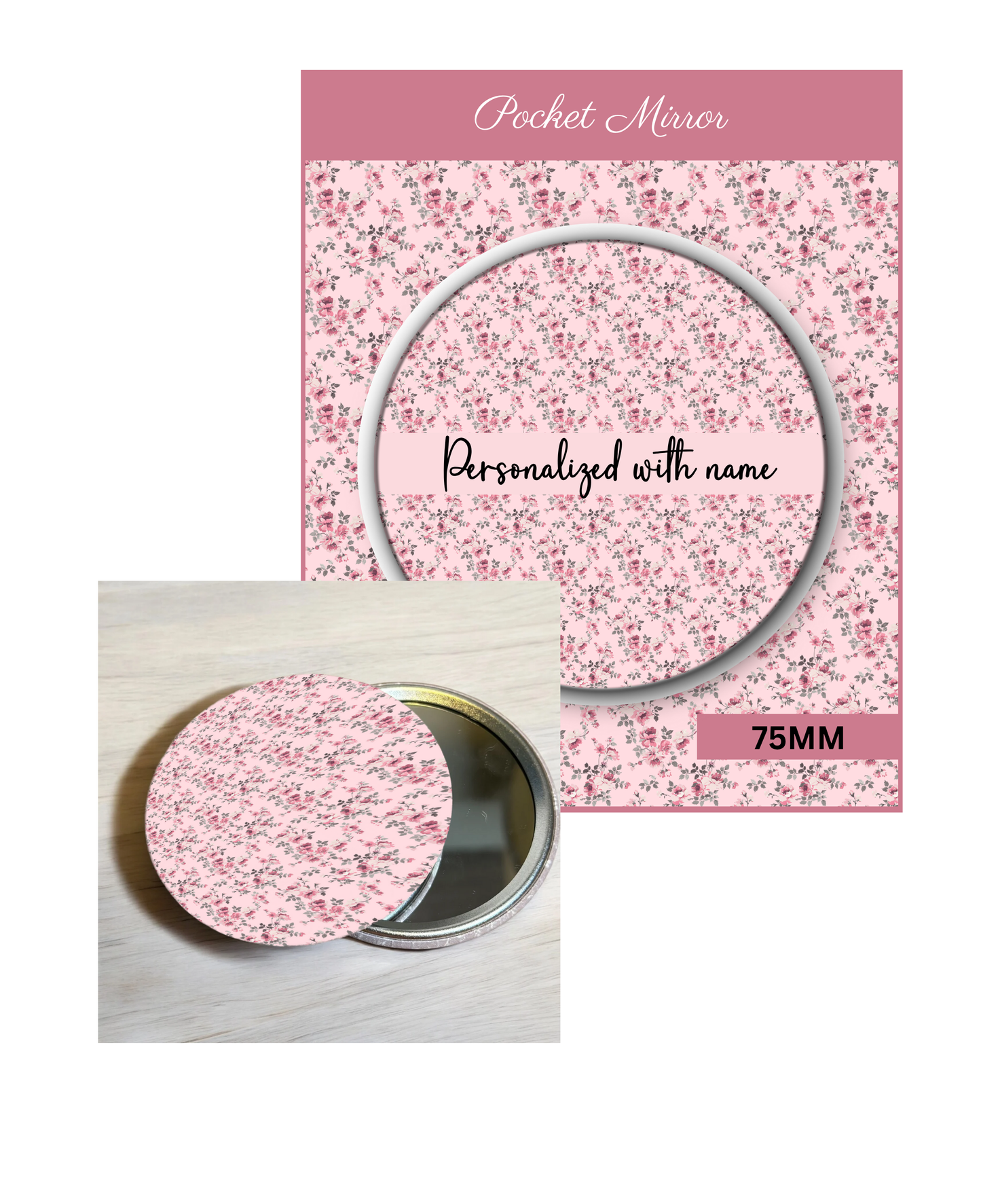 Pink and Blush- 3' Pocket Mirror Badges