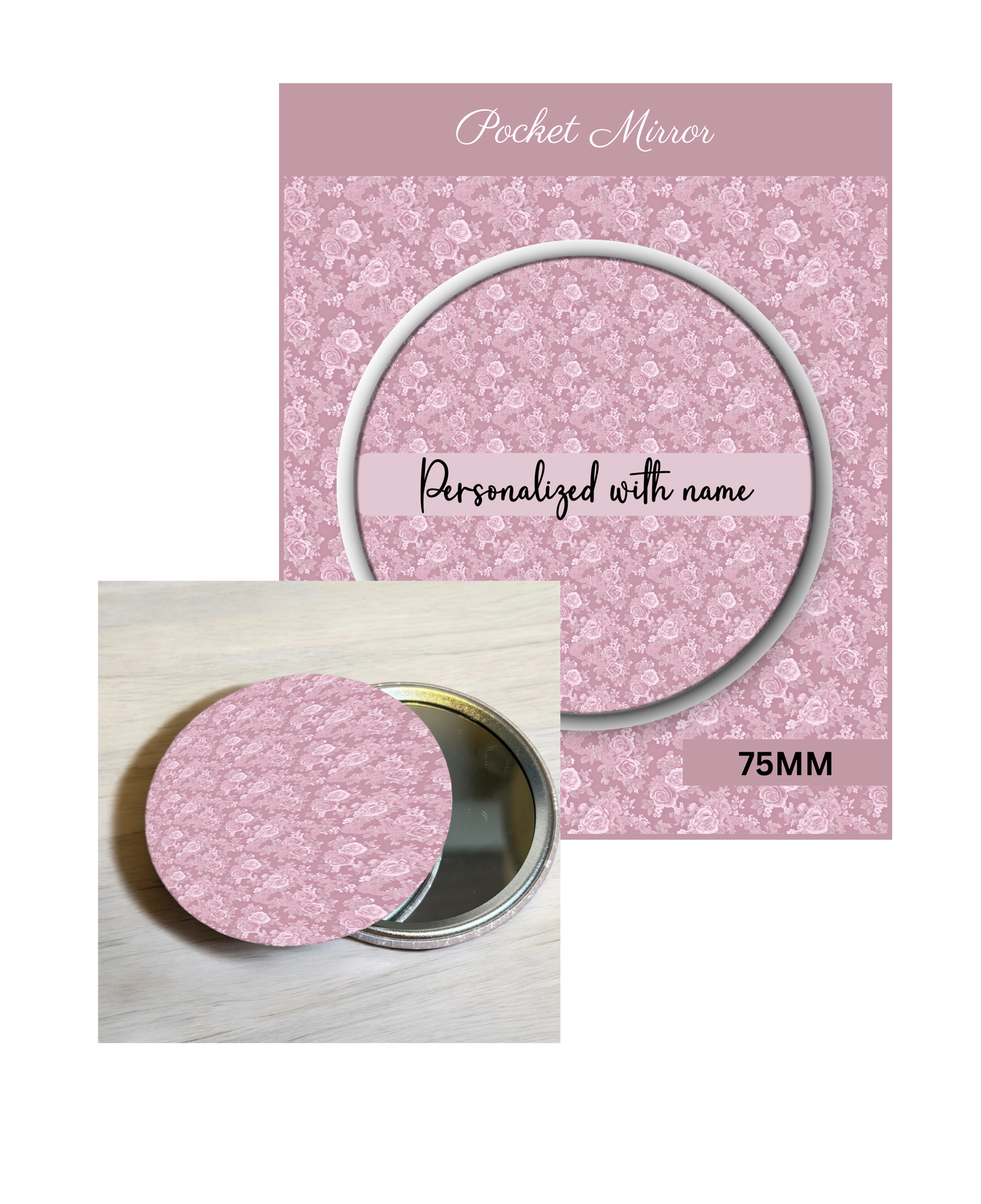 Pink and Blush- 3' Pocket Mirror Badges