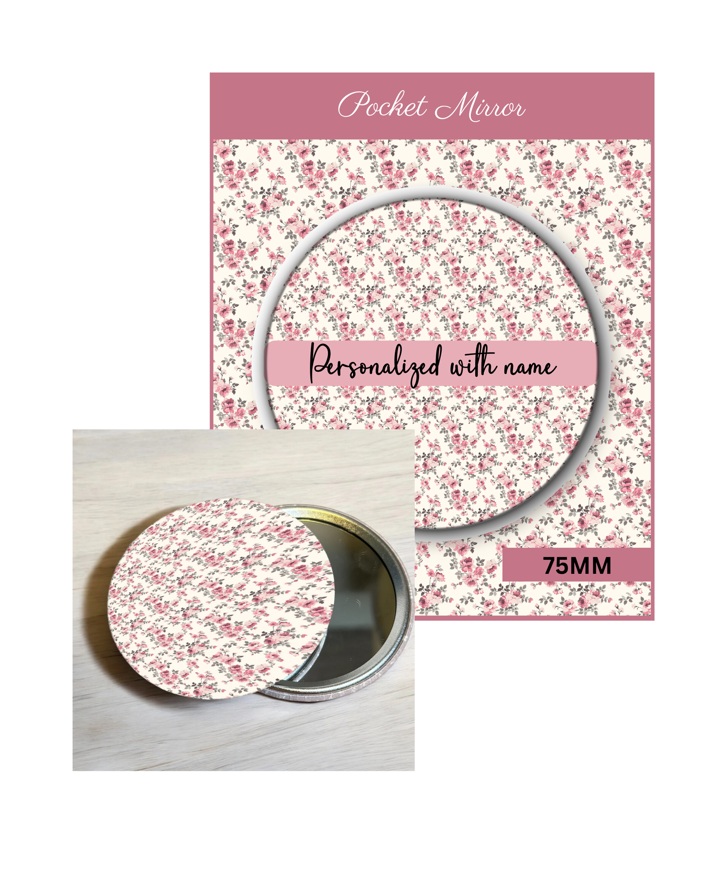 Pink and Blush- 3' Pocket Mirror Badges