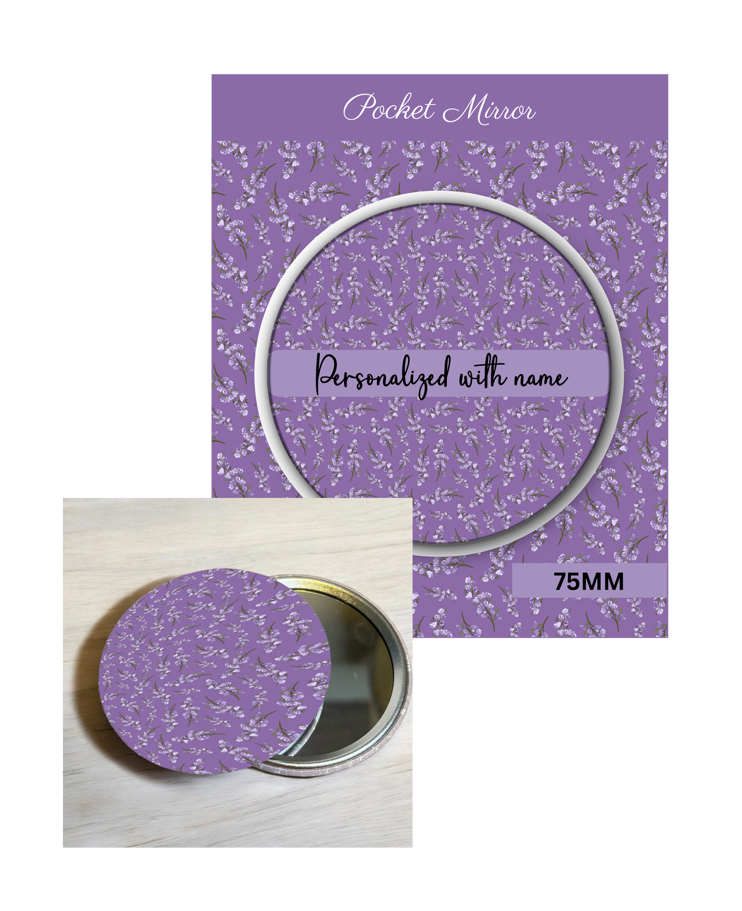 Lavender and Lilac - 3' Pocket Mirror Badges