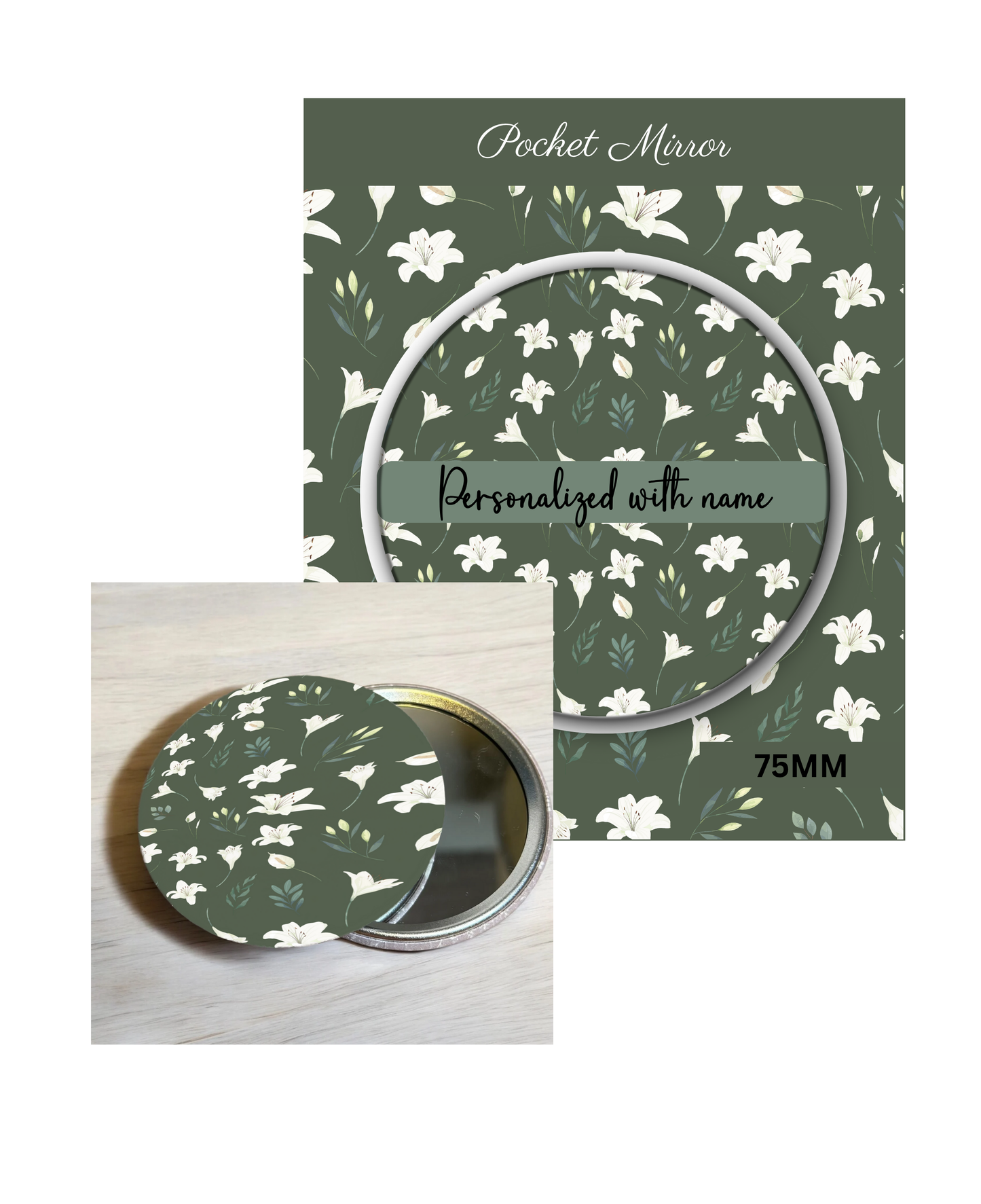 Sage Green- 3' Pocket Mirror Badges