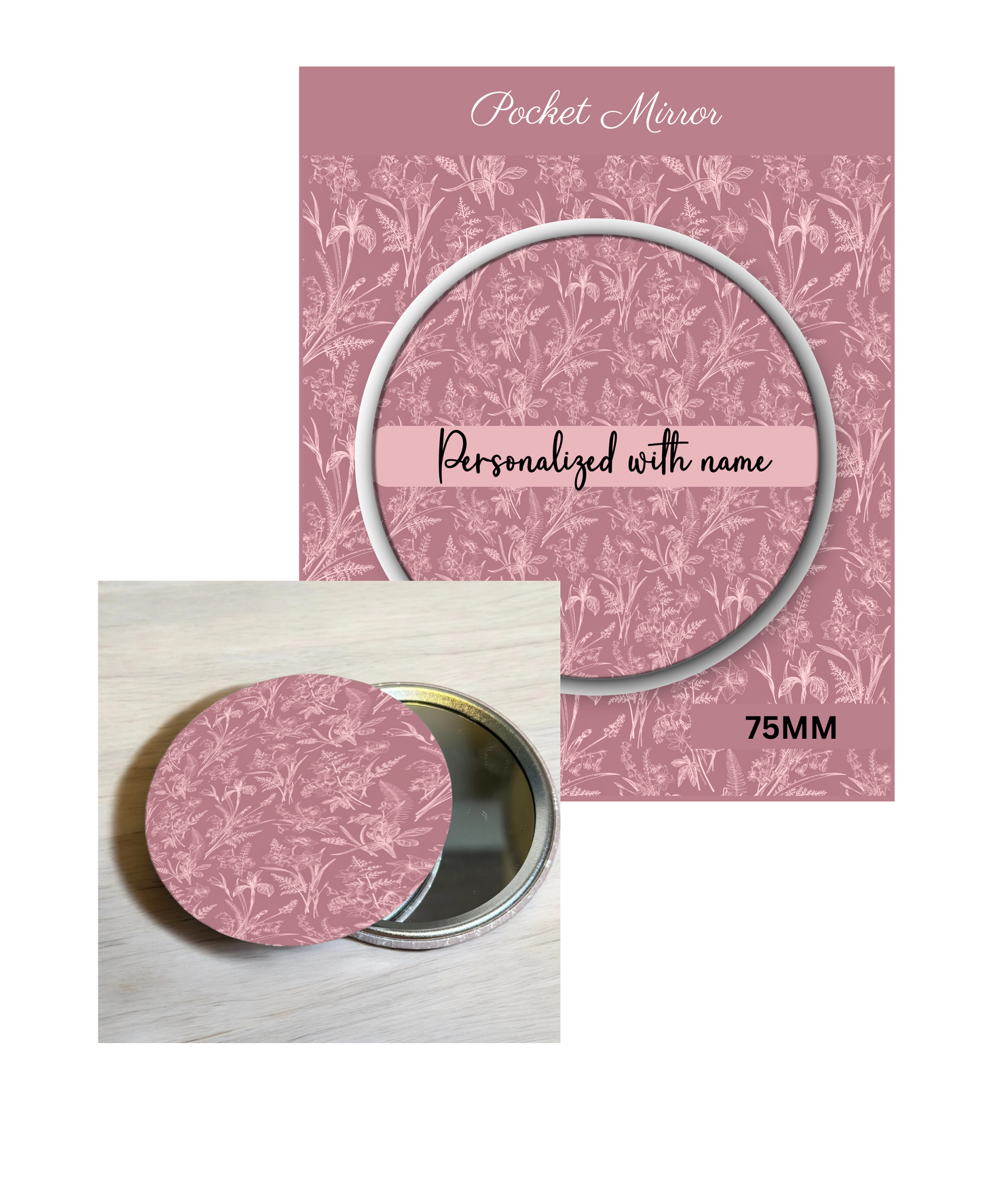 Deep Carnation- 3' Pocket Mirror Badges