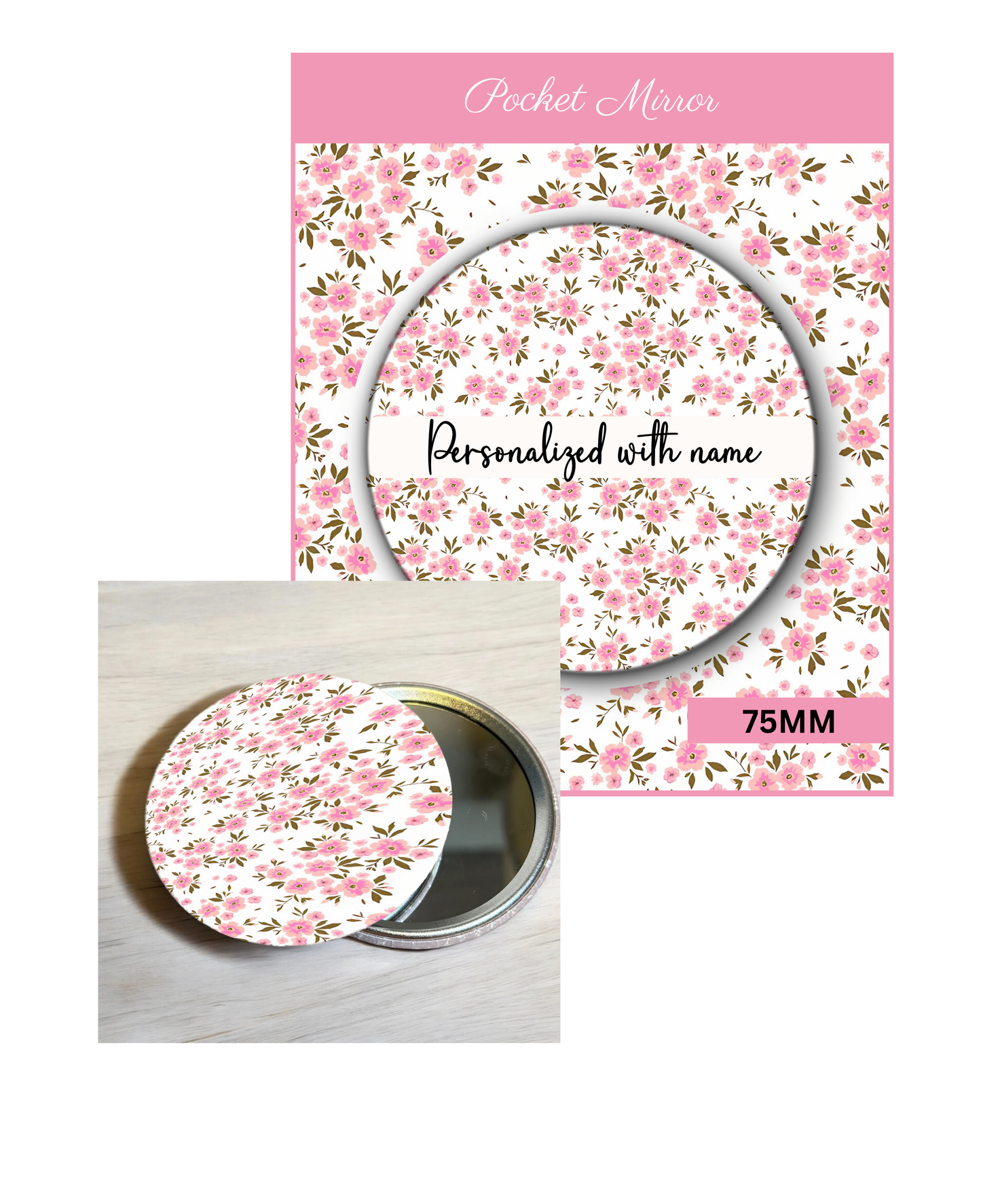 Pink and Blush- 3' Pocket Mirror Badges