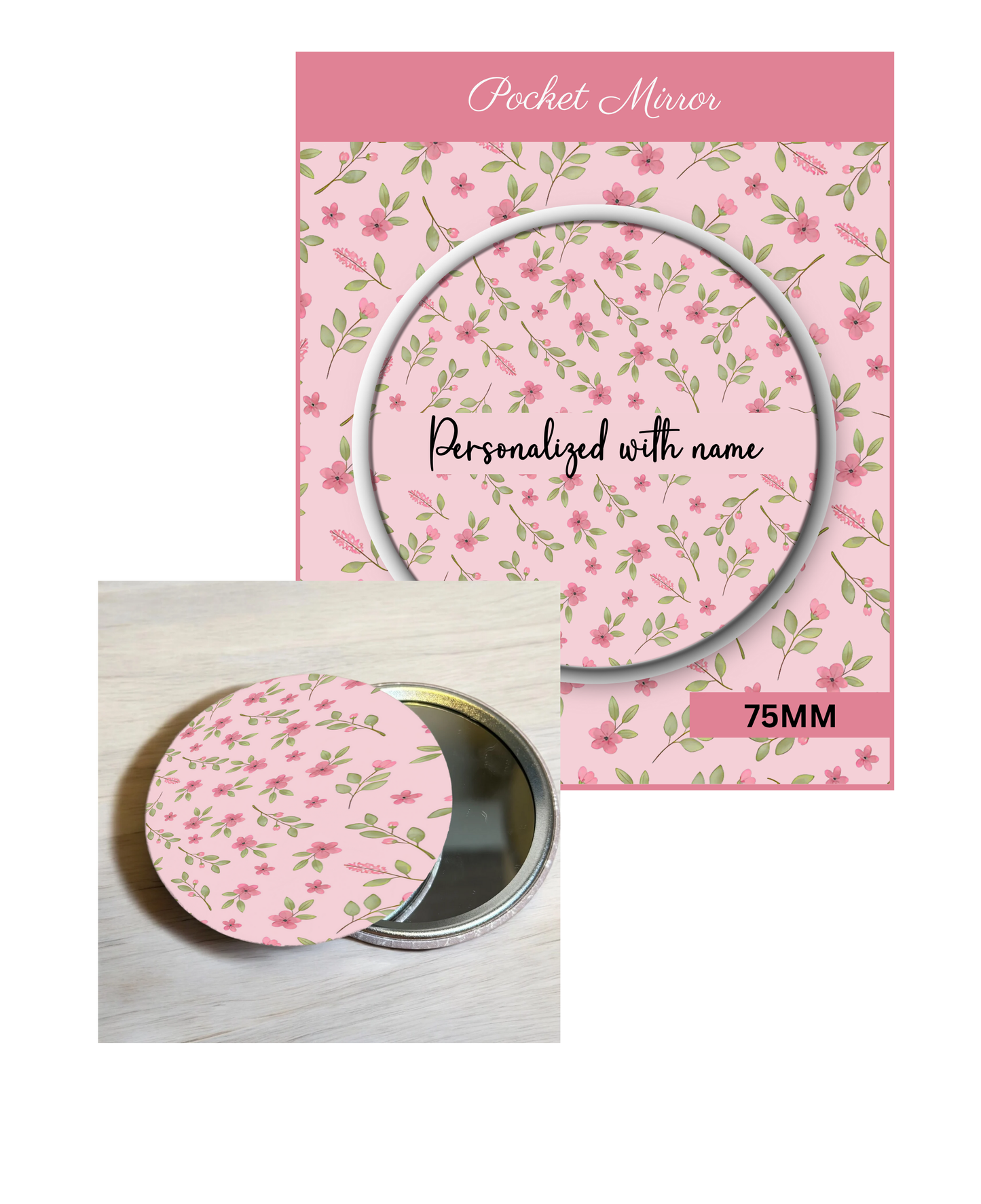 Pink and Blush- 3' Pocket Mirror Badges