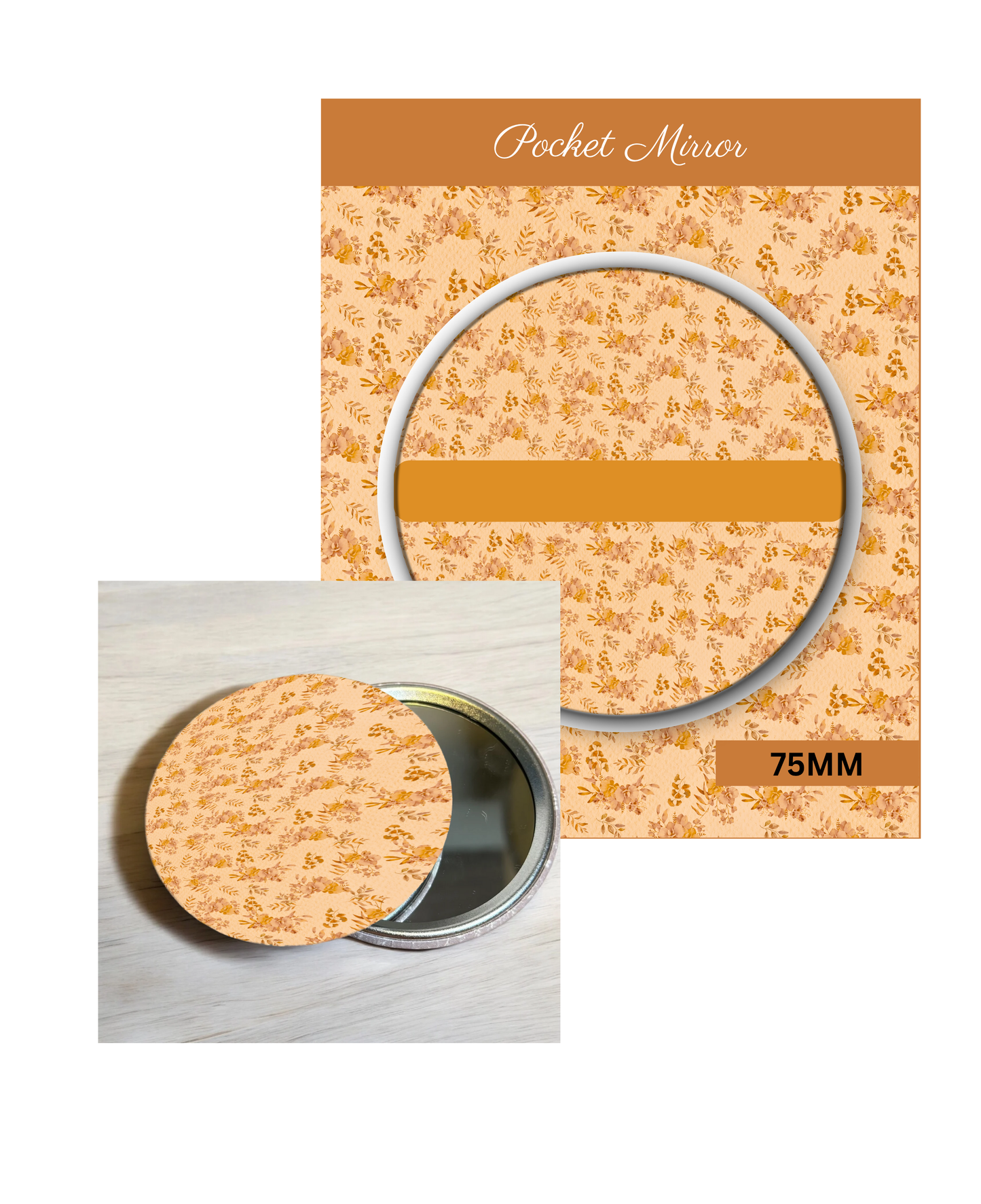 Peach Tangerine - 3' Pocket Mirror Badges