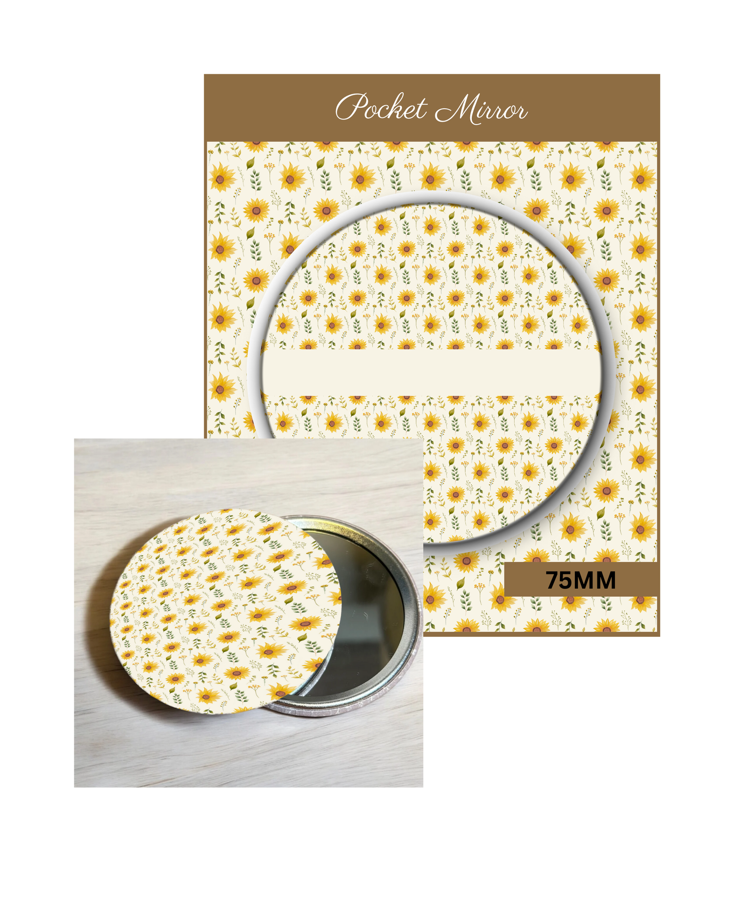 Golden Bloom- 3' Pocket Mirror Badges