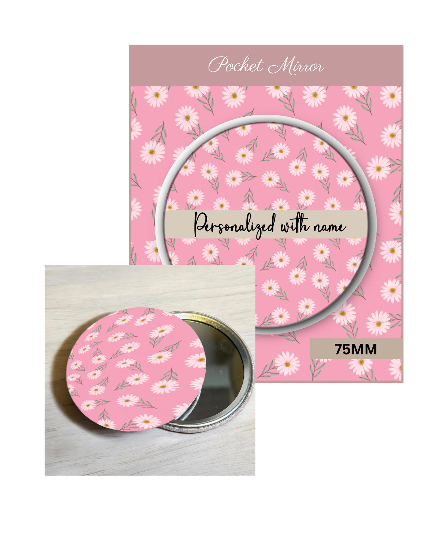 Pink and Blush- 3' Pocket Mirror Badges