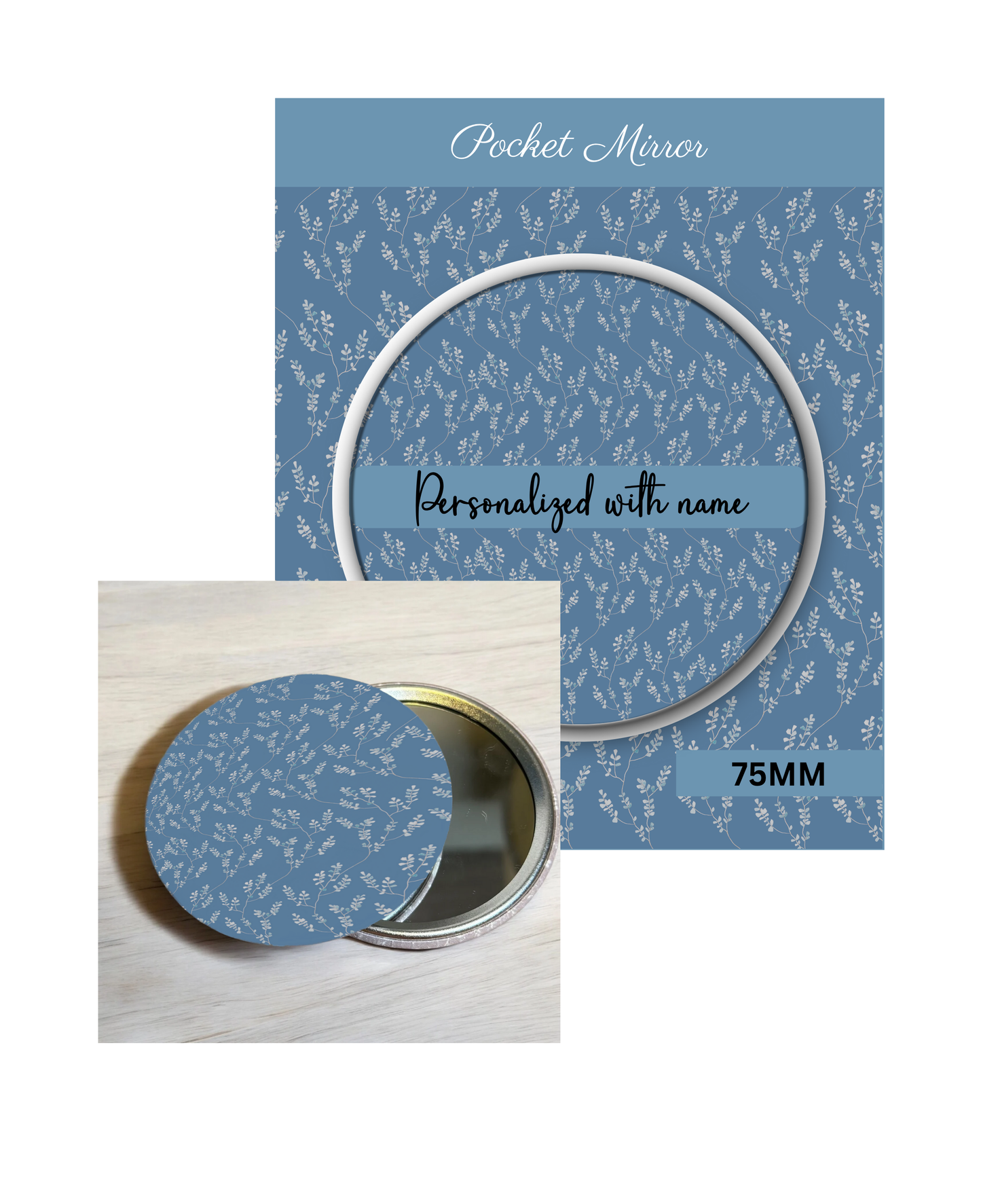 Teal Blue- 3' Pocket Mirror Badges