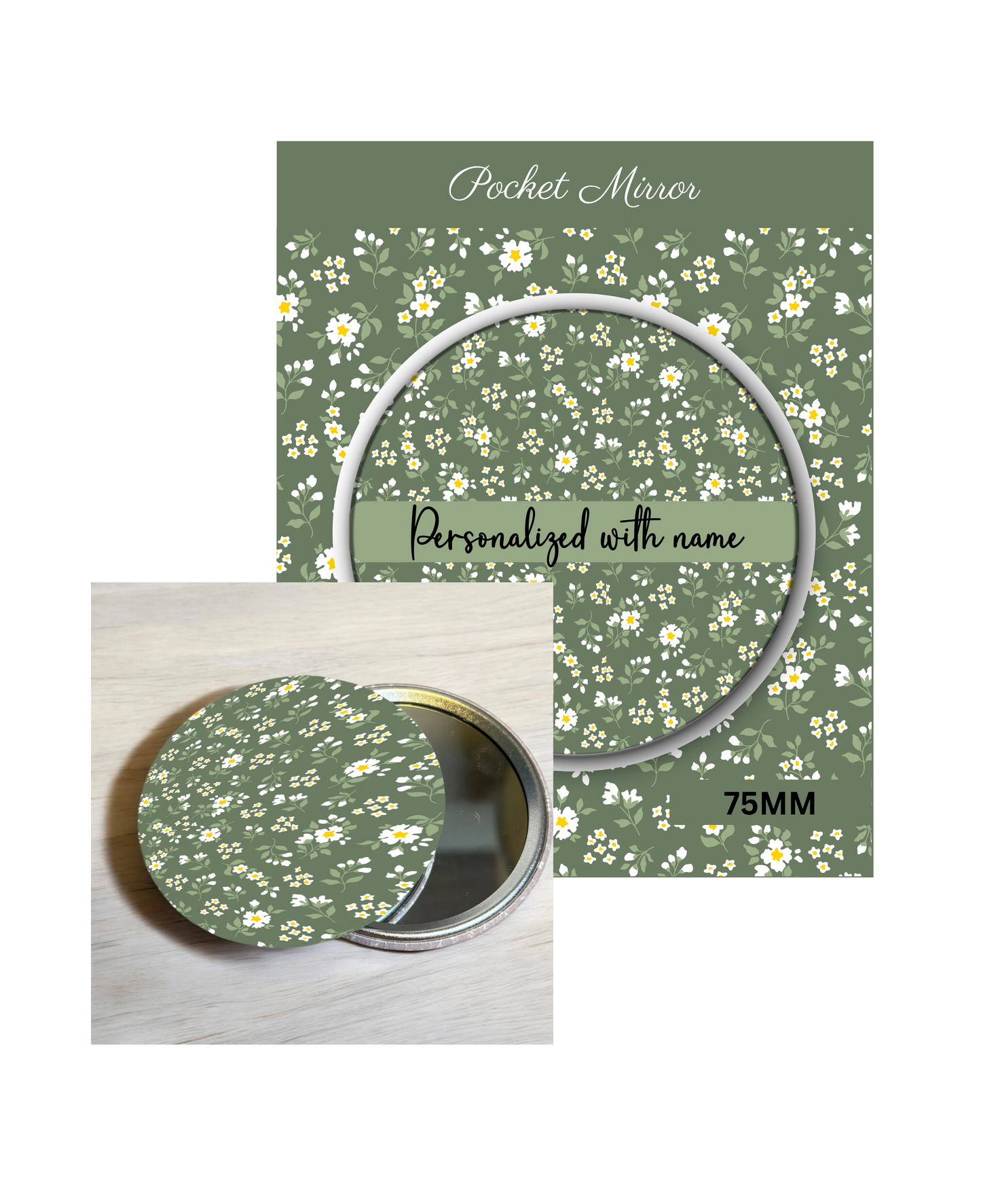 Sage Green- 3' Pocket Mirror Badges