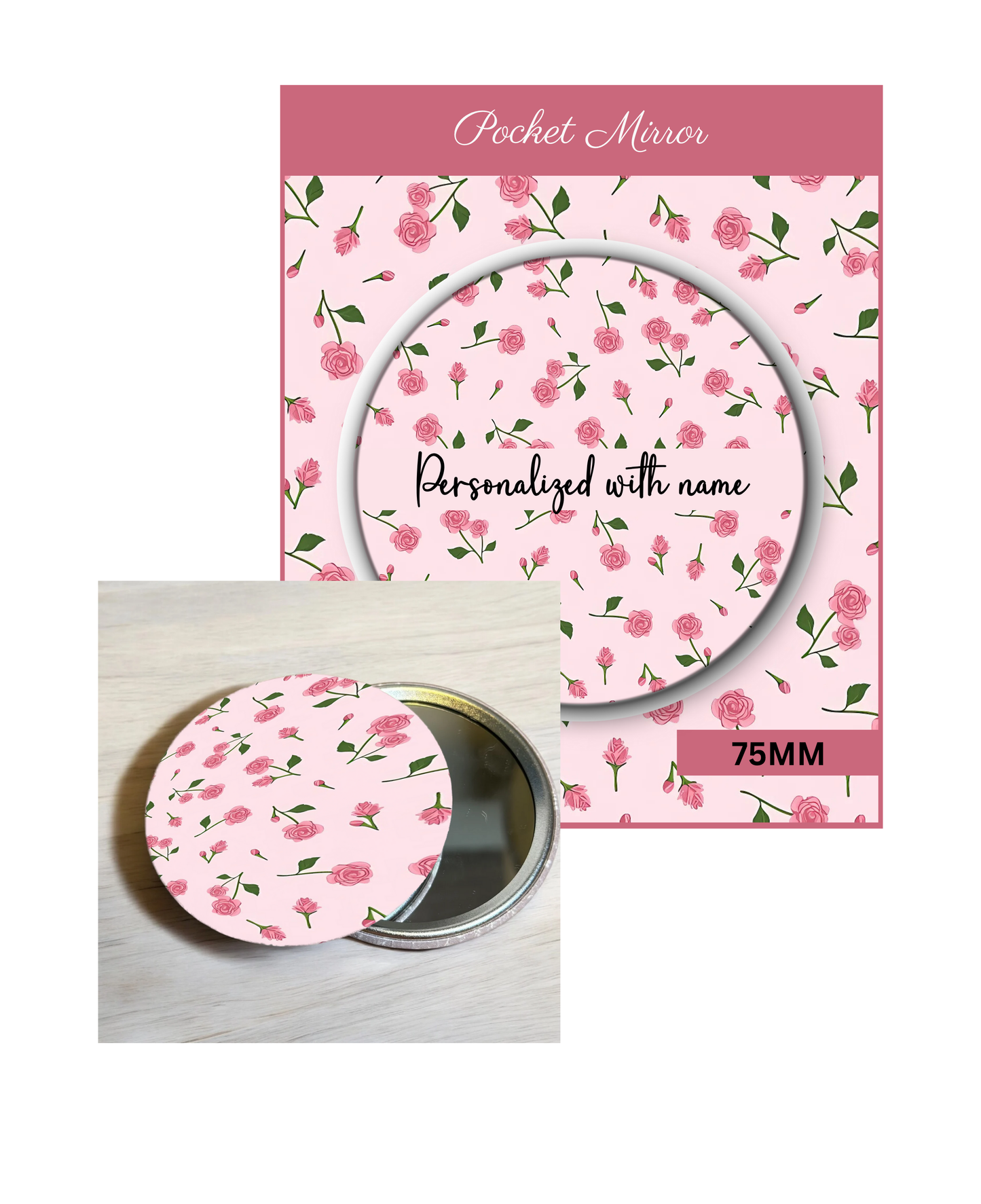 Pink and Blush- 3' Pocket Mirror Badges