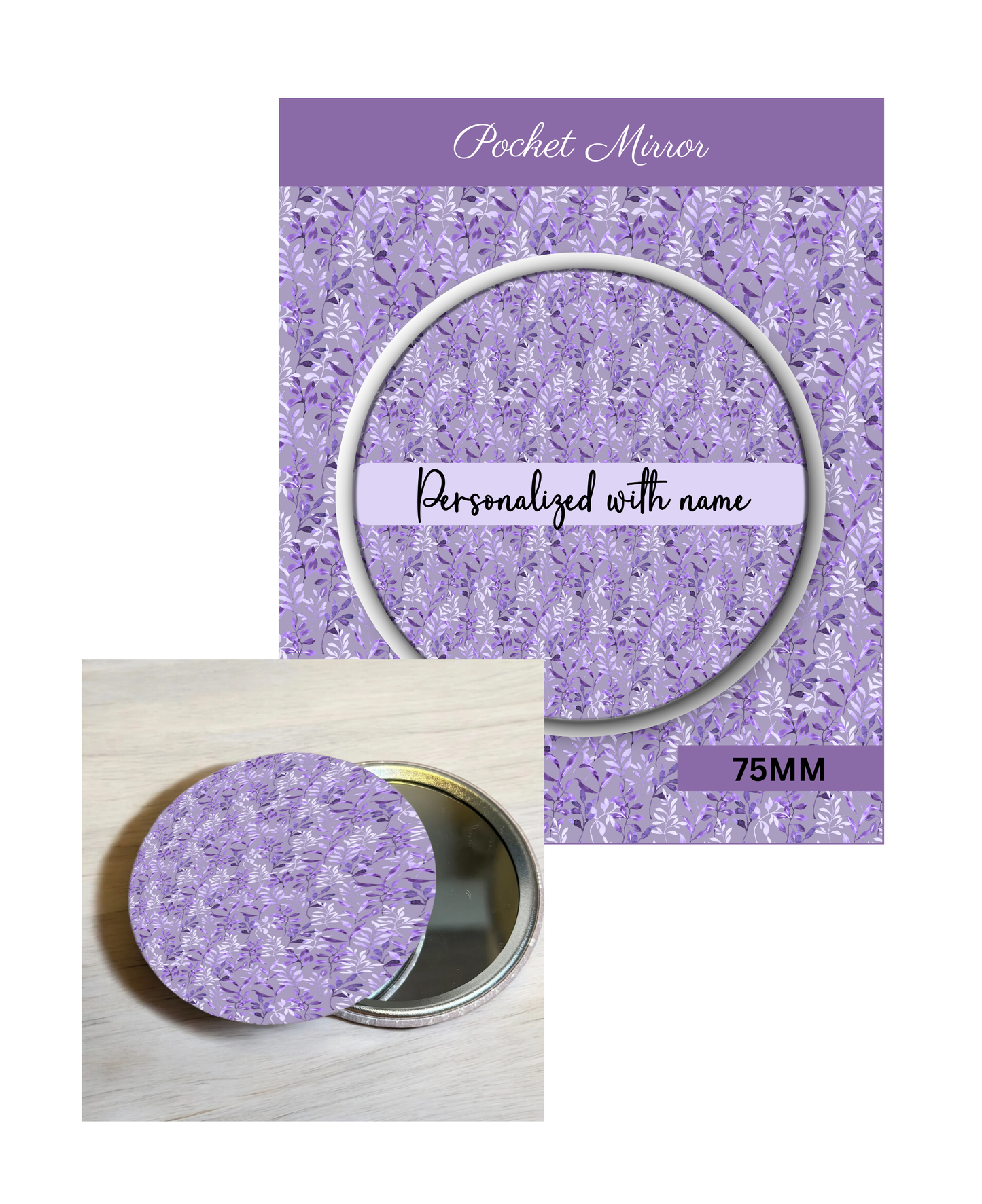 Lavender and Lilac - 3' Pocket Mirror Badges