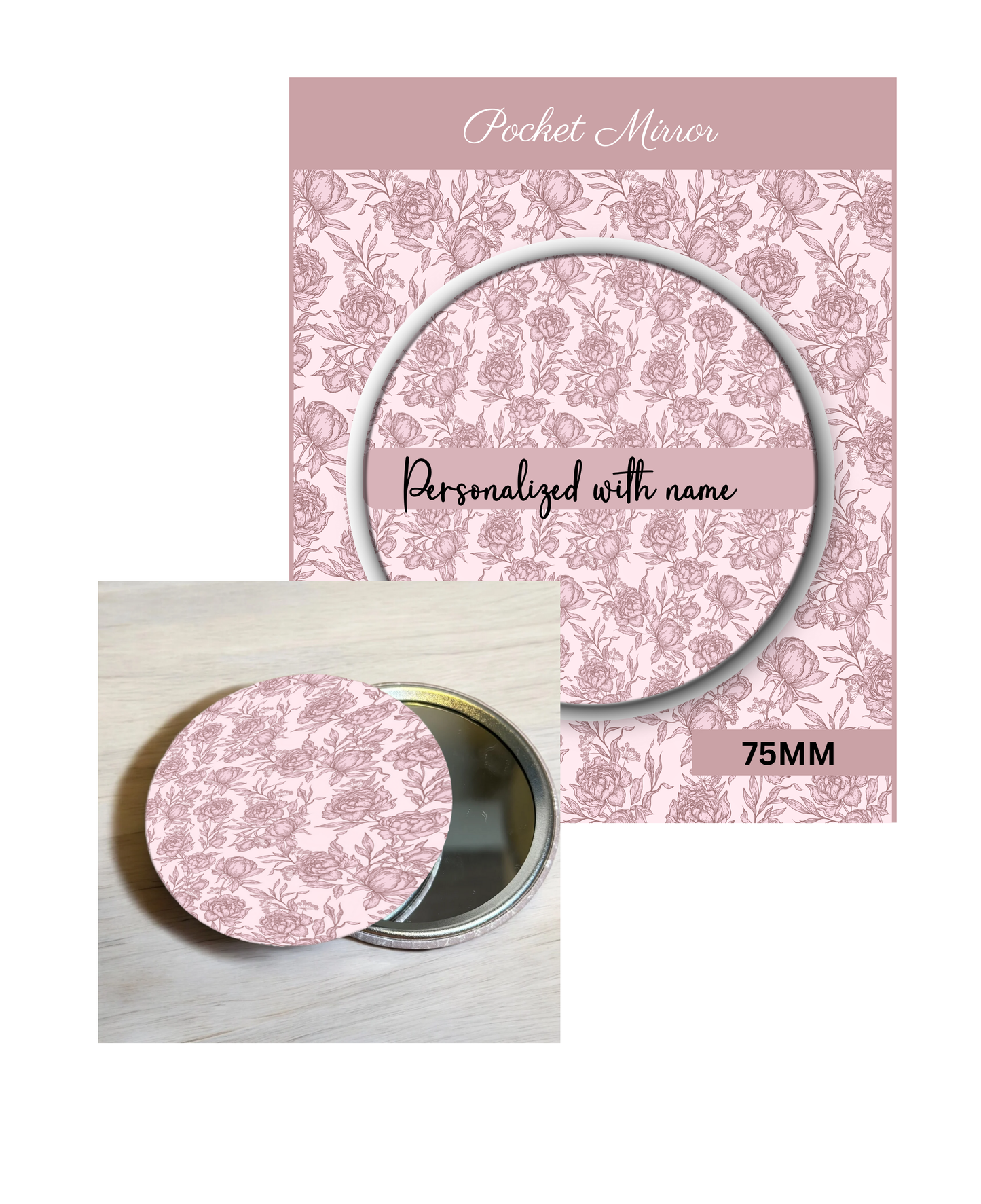 Deep Carnation- 3' Pocket Mirror Badges