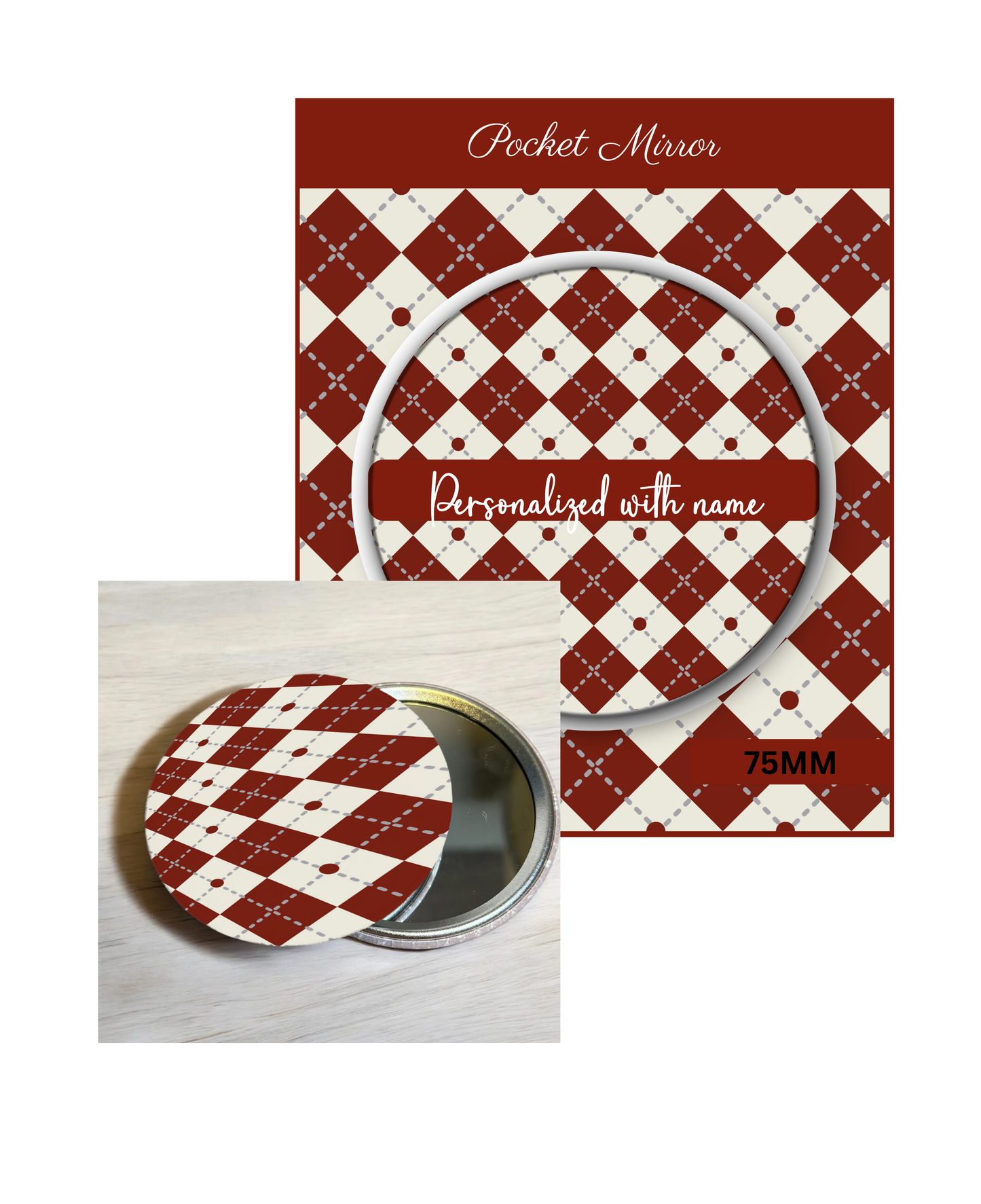 Red and Green (Assorted)- 3' Pocket Mirror Badges