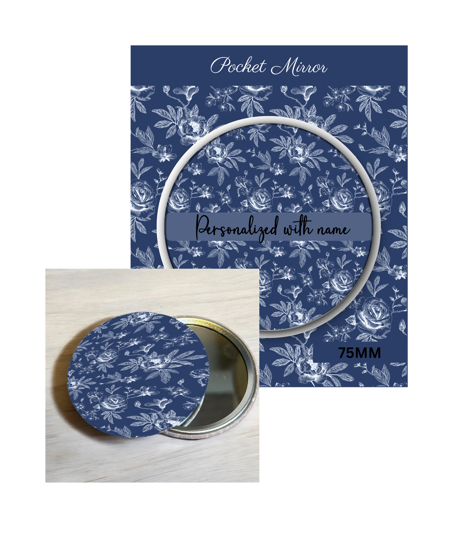 Teal Blue- 3' Pocket Mirror Badges