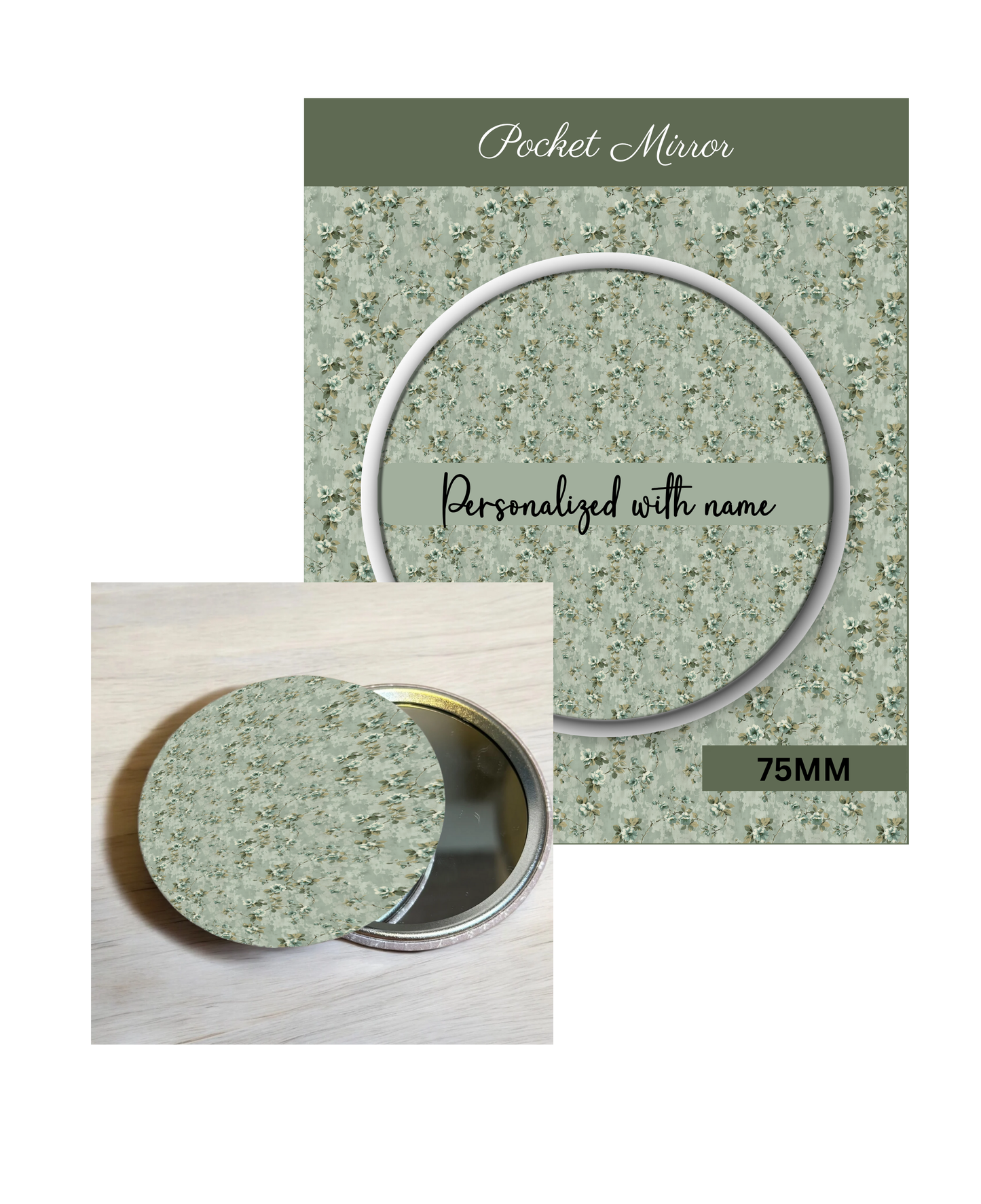 Sage Green- 3' Pocket Mirror Badges