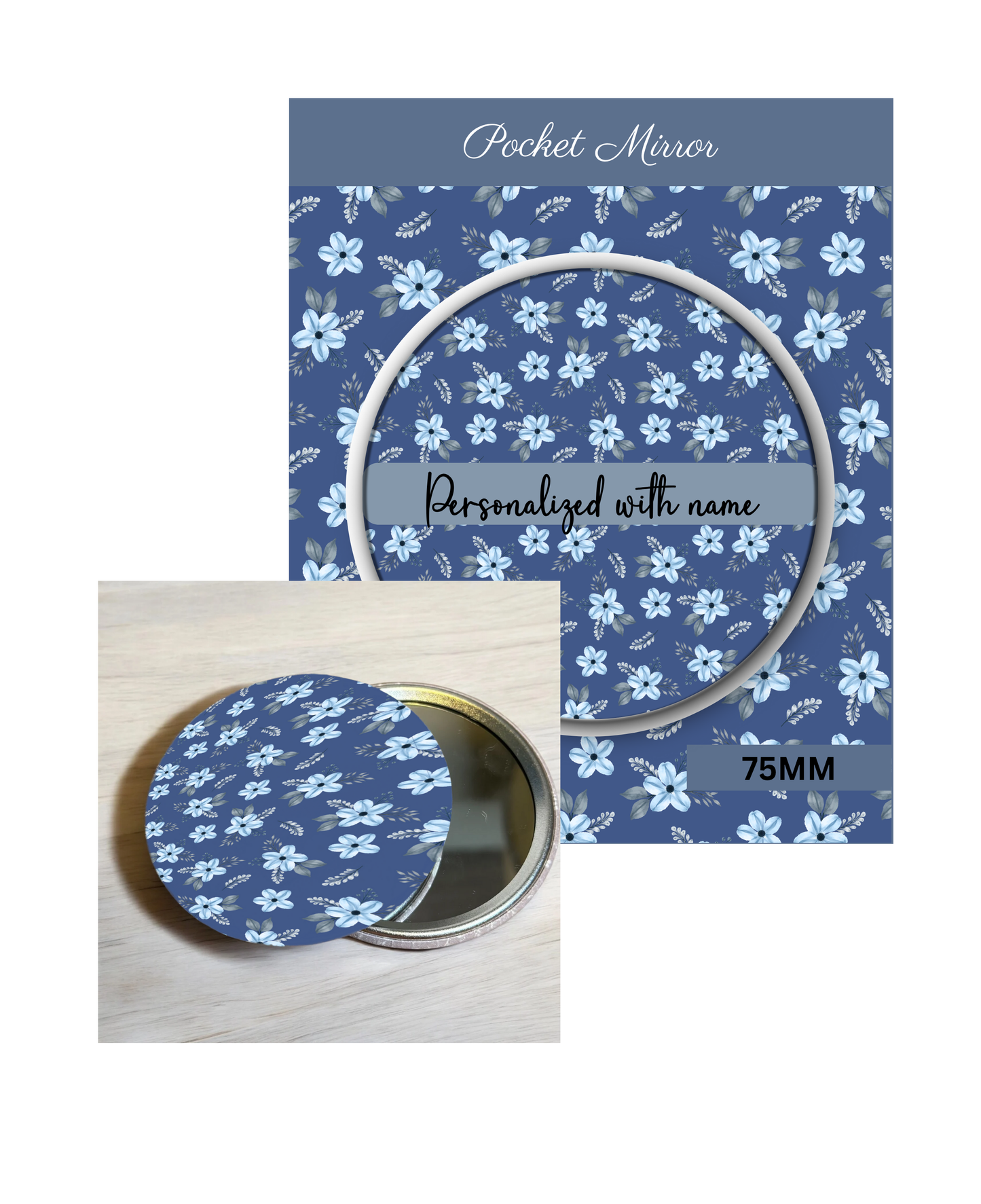 Teal Blue- 3' Pocket Mirror Badges