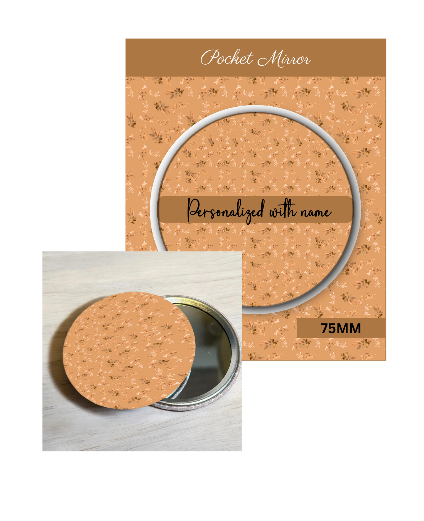 Peach Tangerine - 3' Pocket Mirror Badges