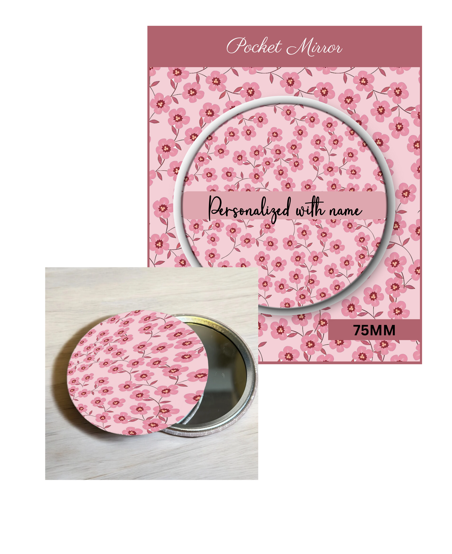 Pink and Blush- 3' Pocket Mirror Badges