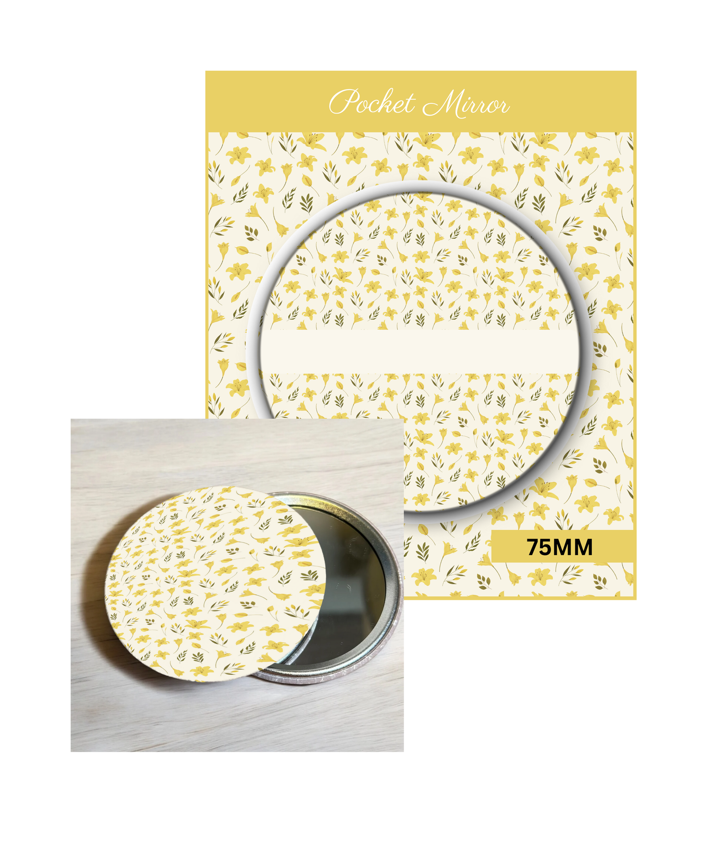 Golden Bloom- 3' Pocket Mirror Badges