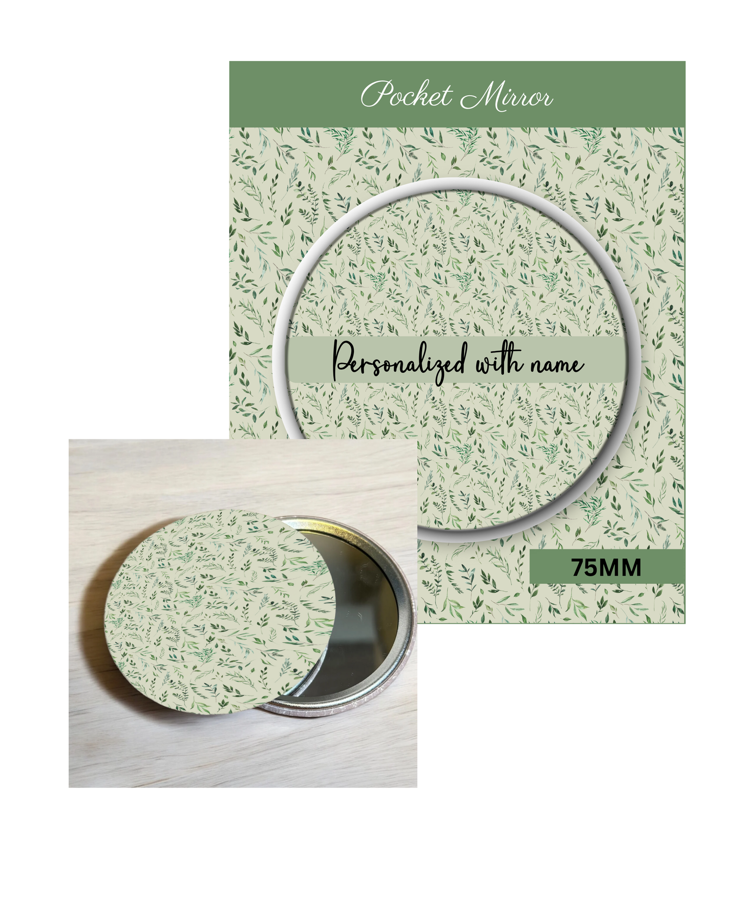 Sage Green- 3' Pocket Mirror Badges