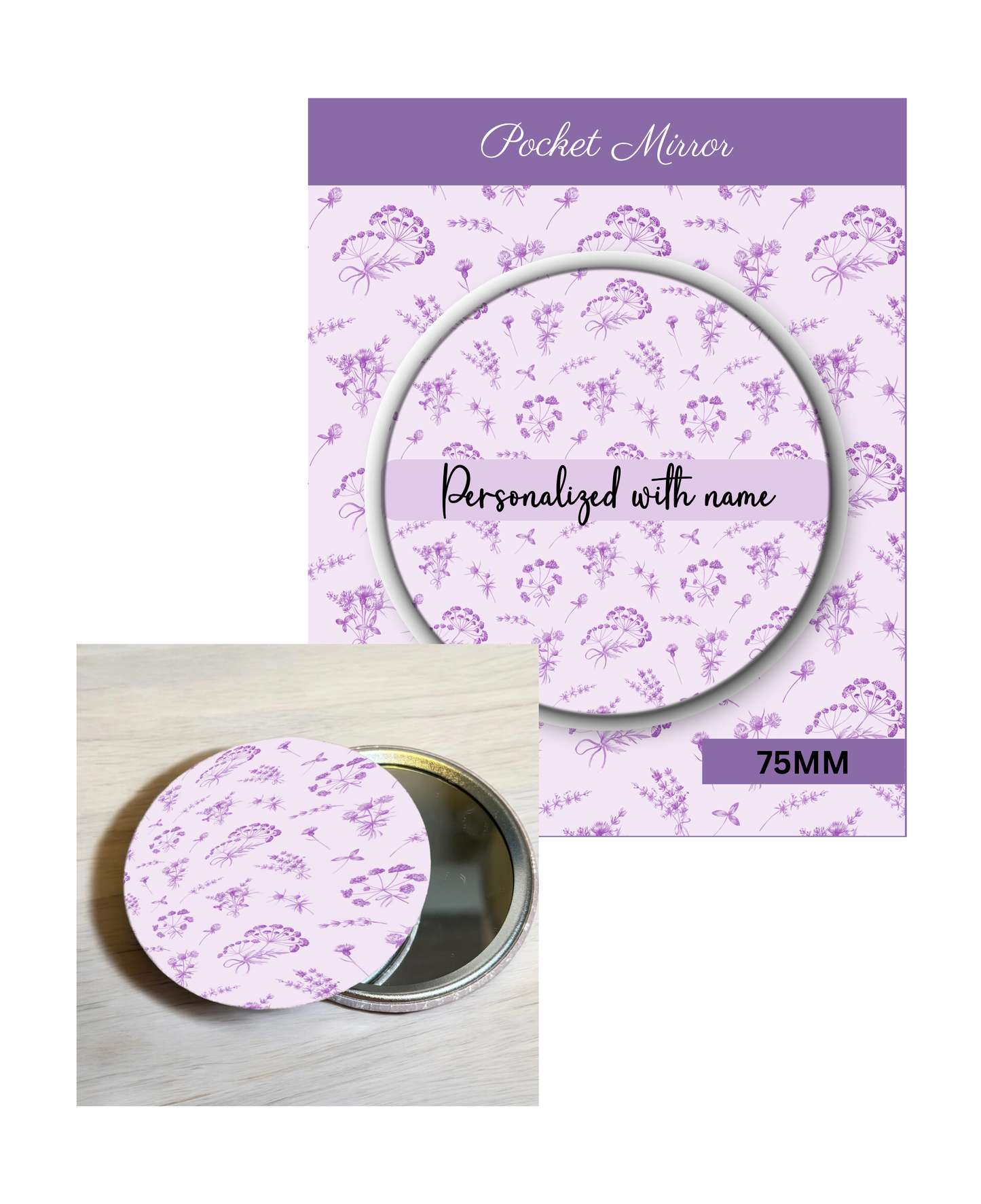 Lavender and Lilac - 3' Pocket Mirror Badges