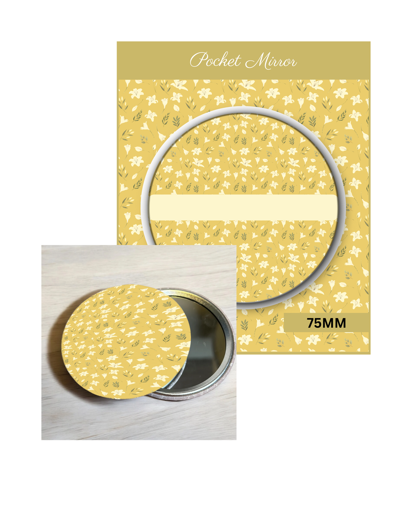 Golden Bloom- 3' Pocket Mirror Badges