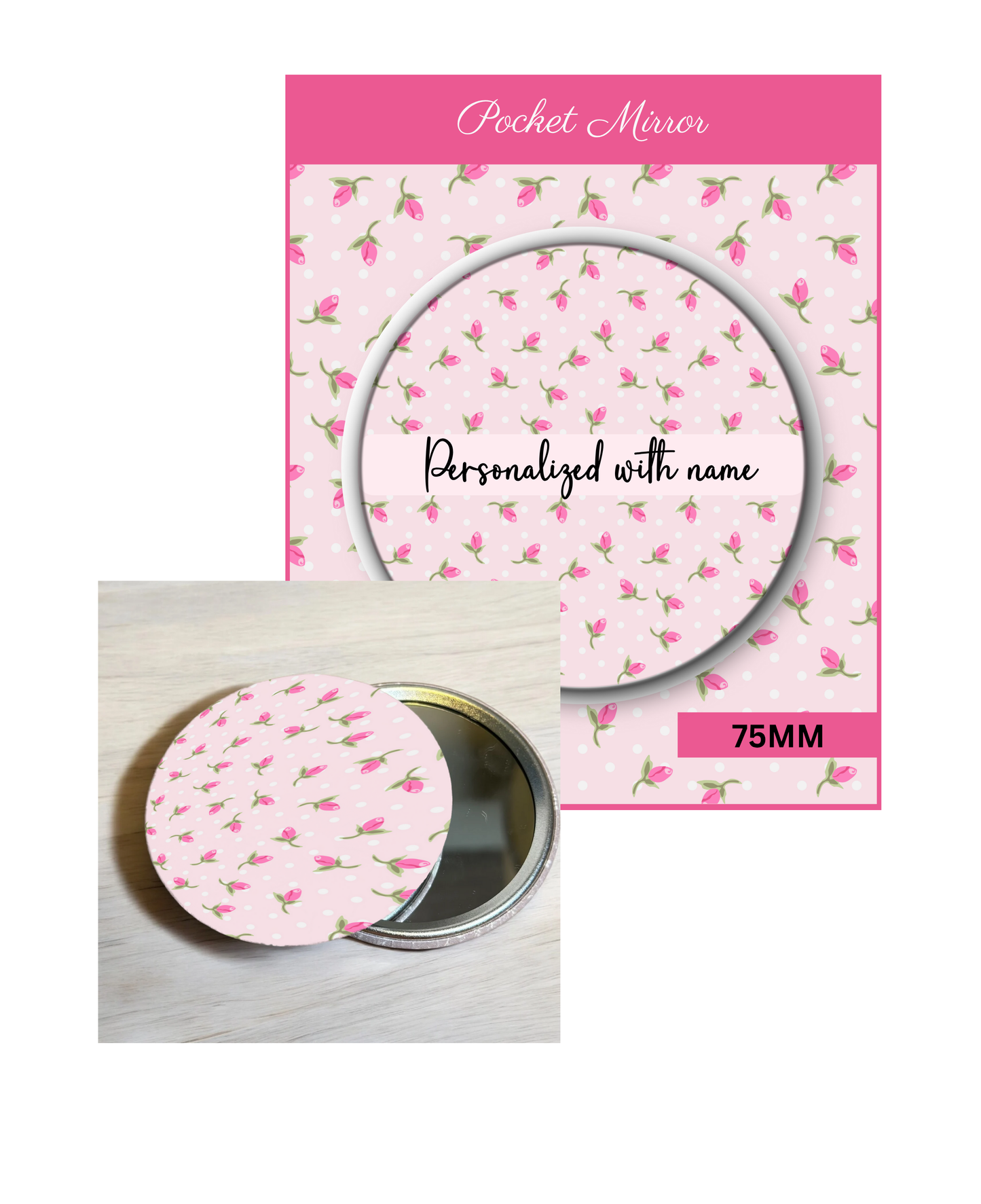 Pink and Blush- 3' Pocket Mirror Badges