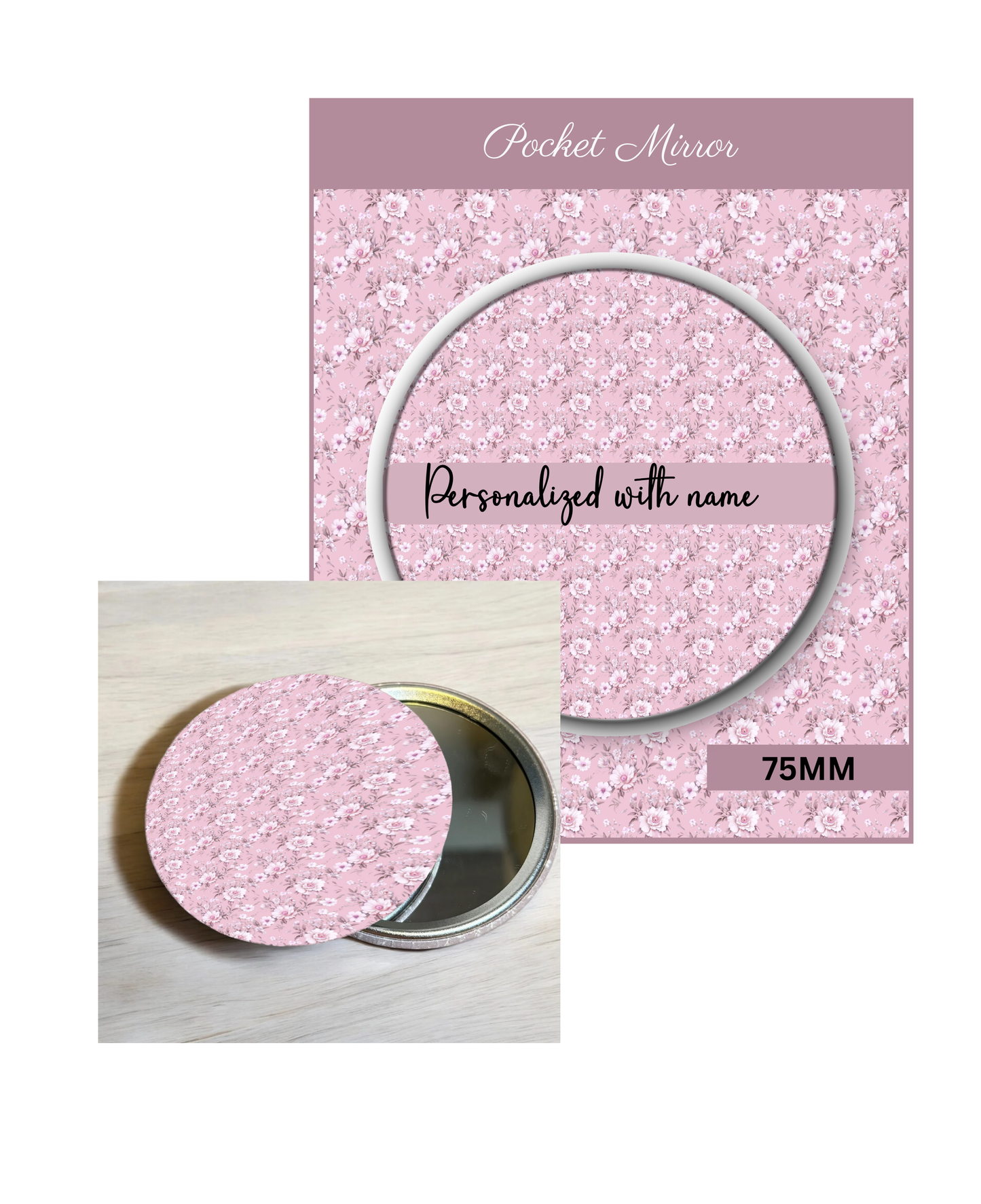 Pink and Blush- 3' Pocket Mirror Badges