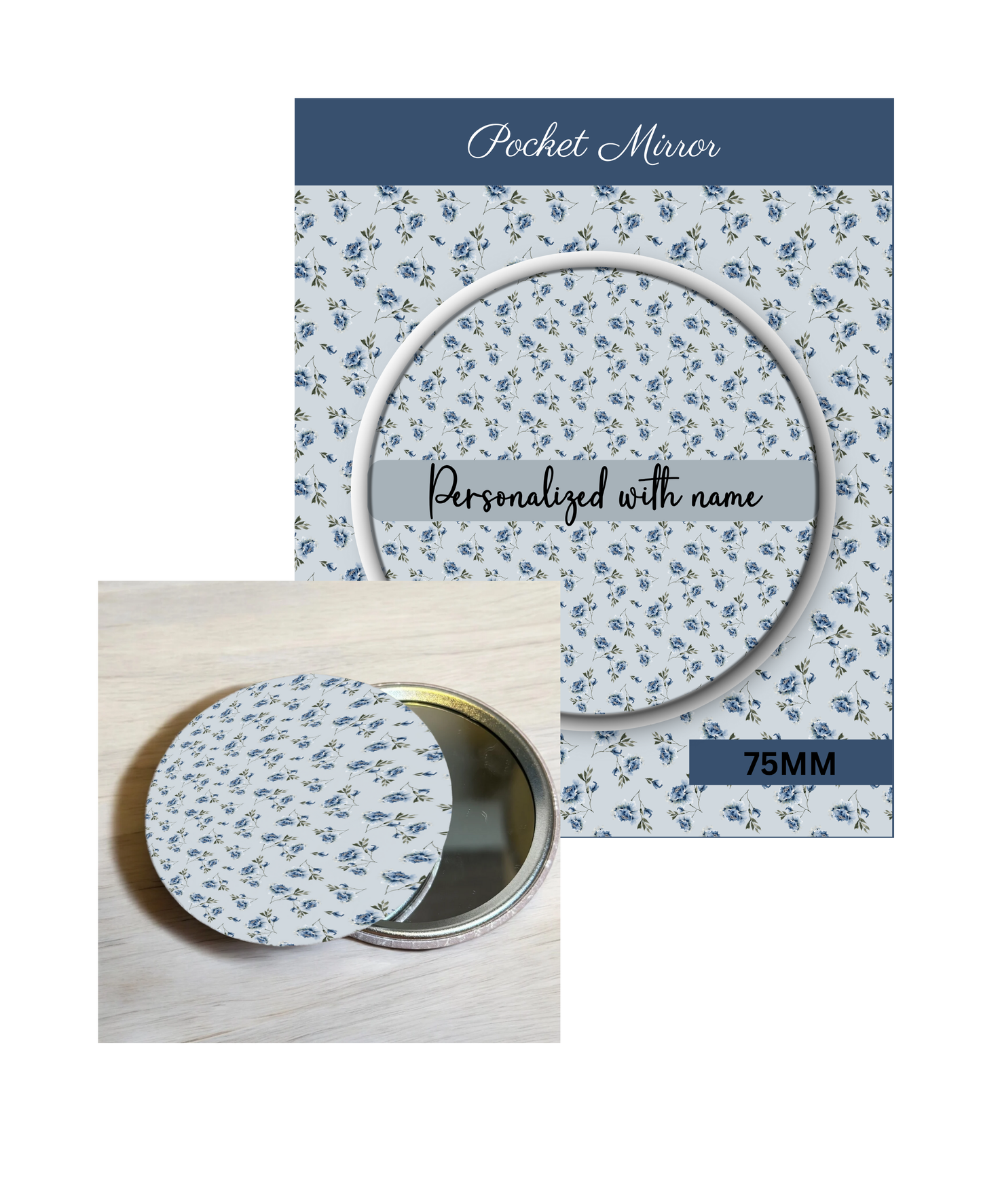 Teal Blue- 3' Pocket Mirror Badges