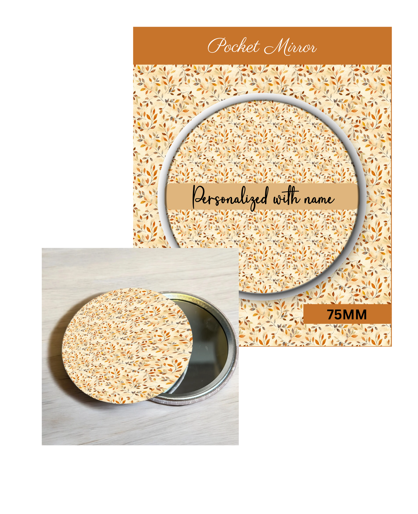 Peach Tangerine - 3' Pocket Mirror Badges