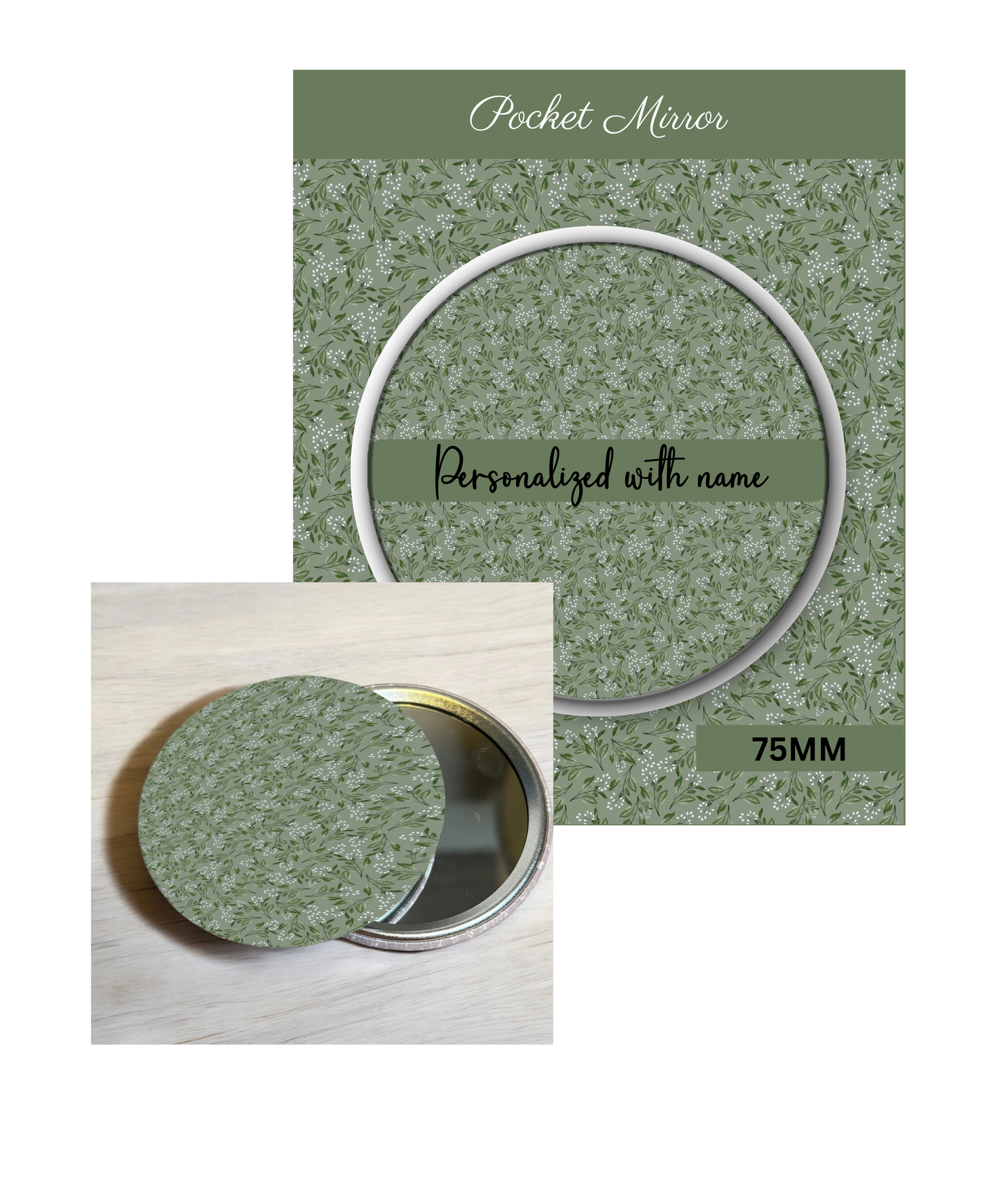 Sage Green- 3' Pocket Mirror Badges