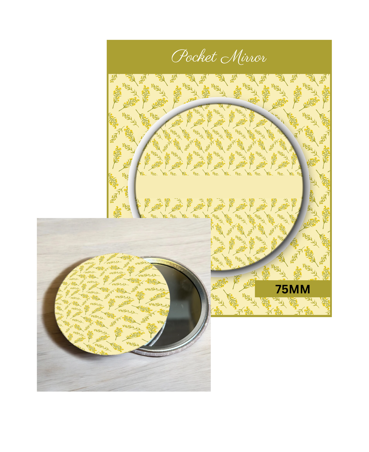 Golden Bloom- 3' Pocket Mirror Badges