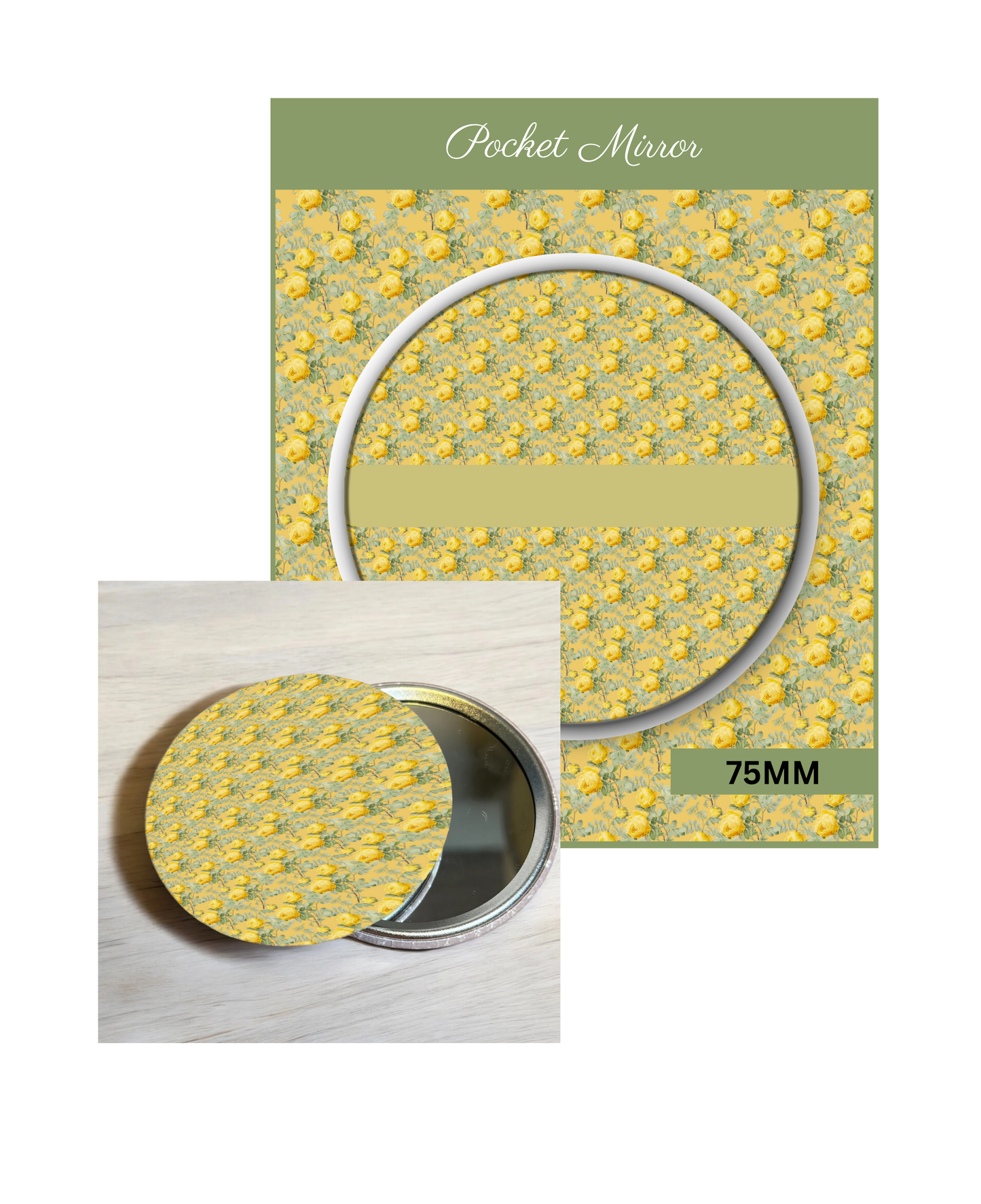 Golden Bloom- 3' Pocket Mirror Badges